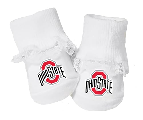 Image of Future Tailgater Ohio State Buckeyes Officially Licensed Baby Toe Bootie Socks with Lace, 0-9 Months