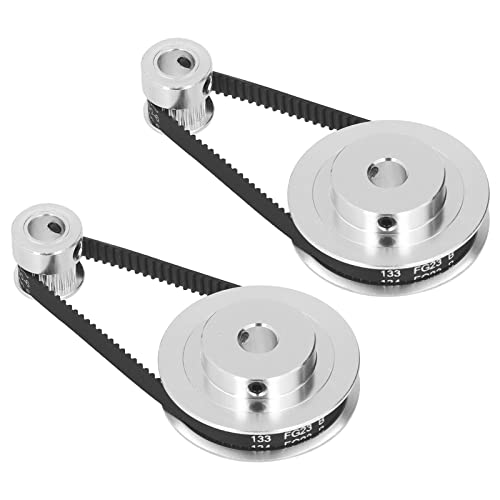 2 Set GT2 Synchronrad Schrittmotor Riemenscheibensatz Aluminium Zahnriemenscheibe mit 2 Stück Länge 200 Mm Breite 6 Mm Riemen für 3D-Drucker (8 mm / 0,31 Zoll Bohrung)