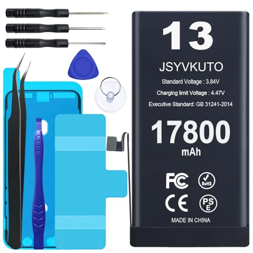 JSYVKUTO 17800mAh iPhone 13 Battery with Repair Kit