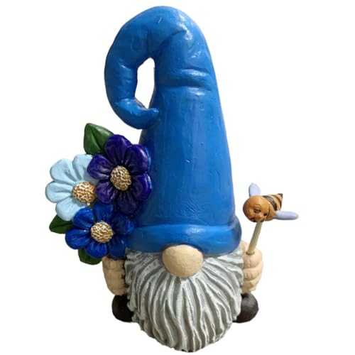 Milisten Gartenzwerg Statue aus Kunstharz Farbechte Zwergenfigur in Blau Wetterfeste Gartendeko für Garten Terrasse und Innenräume