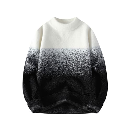 Mens Color Block Sweater Gradient Color Sweater Crewneck Knit Sweater Long Sleeve Pullover Sweaters Casual Tops
