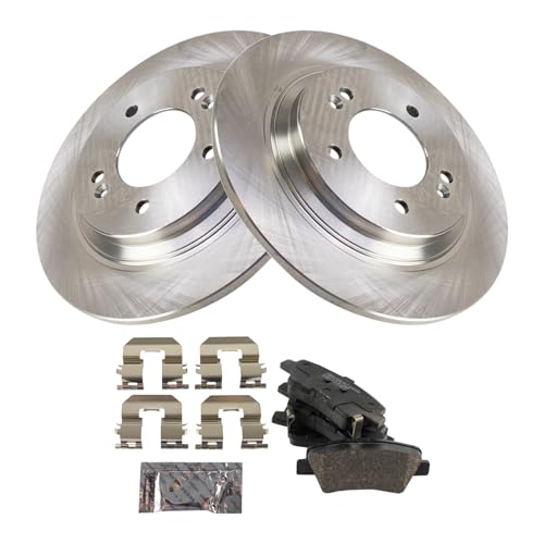Image of TRQ Rear Brake Pad and Rotor Set Ceramic Compatible with 2018-2020 Hyundai Elantra GT 2016-2019 Sonata 2016-2020 Kia Optima 2016-2019 Soul EV