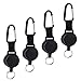 Porte Badge Enrouleur Rétractable Robuste - (4 pièces Noir) Avec Corde en Fil D'acier de 27 Inch, Porte Clef Extensible, Mousqueton