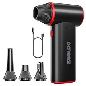 GOOLOO F3 Compressed Air Duster, 150000RPM Duster for Cleaning, 3-Gear Rechargeable Electric Air Blower with Fast Charging, Cordless Mini Blower for PC, Computer, Car, Keyboard, Outdoor