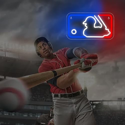 Image of Baseball Neon Sign for Wall Decor Baseball LED Light Up Sign Baseball Wall Decor Sports Neon Lights for Club Bedroom Man Cave Bar Sports Gifts for Men Teen Boys Fans,Size 13.8 * 7.9 in(XD150)