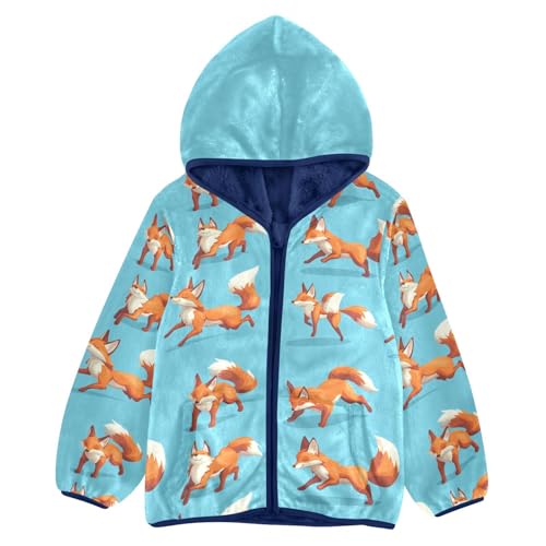 Cute Fox Girls Fleece Jacket Girls Fall Jacket Girls Zip Up Hoodie Girls Sherpa Jacket 2-10T
