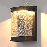 SPECILITE Dawn to Dusk Outdoor Light Fixture 800 LM, Modern Exterior Light Fixture with Wave Glass and Brilliant Light, Anti-Rust LED Porch Light, Waterproof Design, Front Lighting for Garden