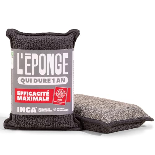 INGA - 2 X Eponges Réutilisables Lavables - Très Efficaces, Ne Rayent Pas - Fabriqué en Europe - Éponge Lavable Qui Dure 1 an.