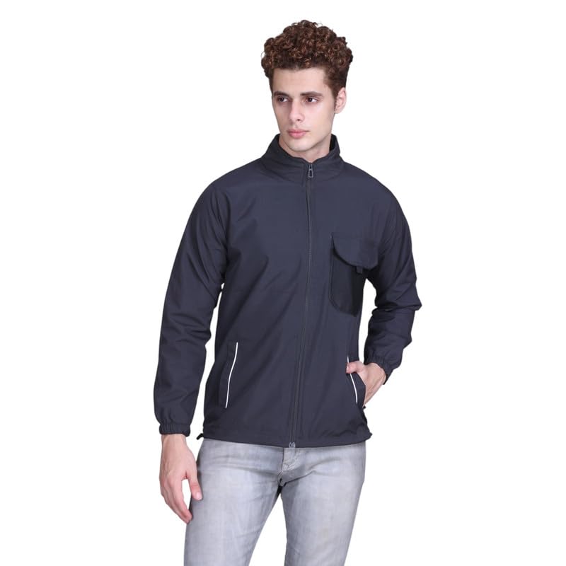 Image of TFA Mens Windcheater Jacket |Zip Closure| Sports Wear| Water Resistant |Rainy Season | Reflector