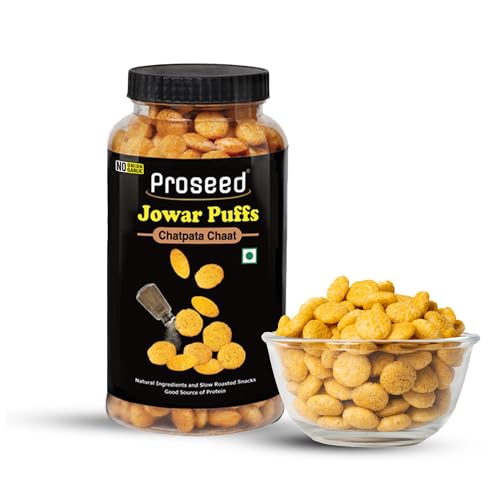 Image of Proseed Jowar Puffs (Chatpata Chaat) | 150g x 1 Pack | Slow Roasted & 100% Veg | No Refined Flour, Sugar & Trans-Fat | Gluten Free | No Palm Oil | Healthy Travel Friendly Millet Snacks