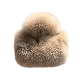 KKlewu バンスクリップ ラビットファー ふわふわ 1枚 もこもこ ヘアクリップ 上品 可愛い ヘアアクセサリー 秋冬 小さめ (薄いコーヒー色)