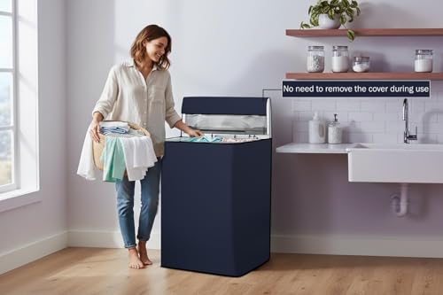 Image of Wings Star Waterproof Top Load Fully Automatic Washing Machine Cover for 8 Kg, 8.5 Kg, 9 Kg, 9.5 Kg (Blue) - 63 x 63 x 93 cms