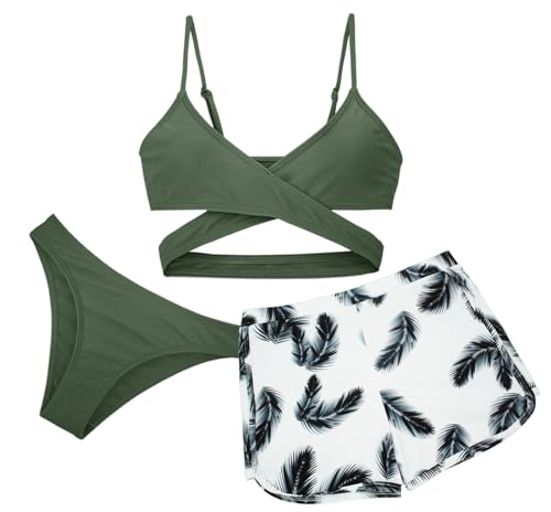 Bikini para niña con protección UV y traje de baño de tres piezas cómodo