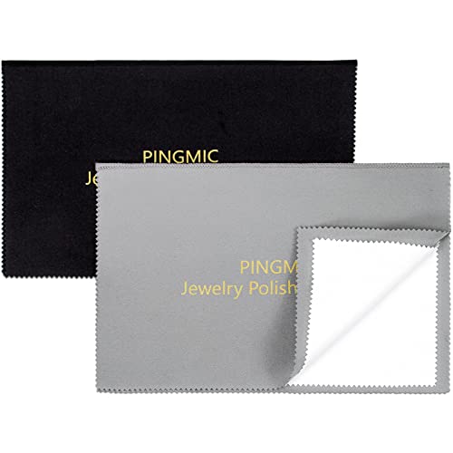 PINGMIC 2 Packs Large Jewelry Polishing Cloths, 11'' x 14'' Professional Silver Polishing Cloth for Jewelry Sterling Silver Gold Platinum Brass Copper Diamond
