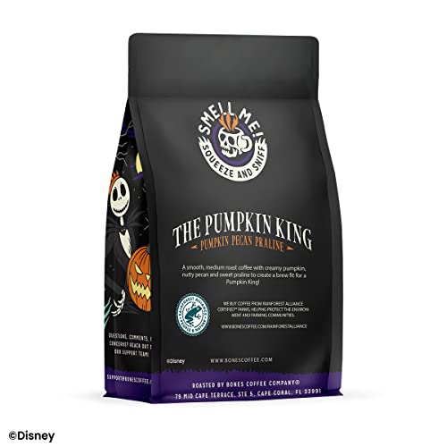 Bones Coffee Company Pumpkin King Flavored Whole Coffee Beans Pumpkin Pecan Praline | 12 Oz Arabica Low Acid Coffee | Gourmet Coffee From Disney Tim Burton's The Nightmare Before Christmas (Whole Bean) #TOP2