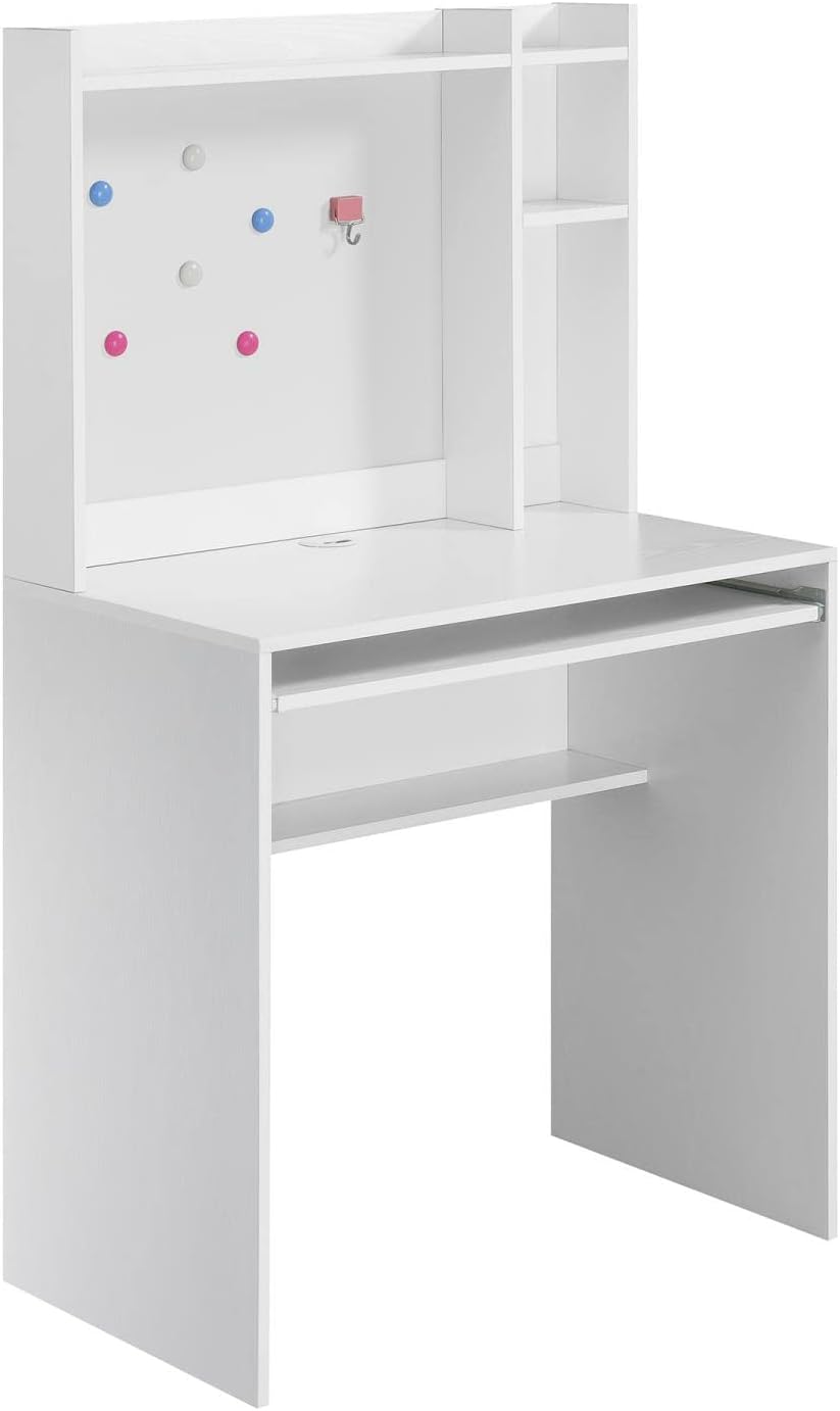 Convenience Concepts Designs2Go Student Desk with Magnetic Bulletin Board and Shelves, White