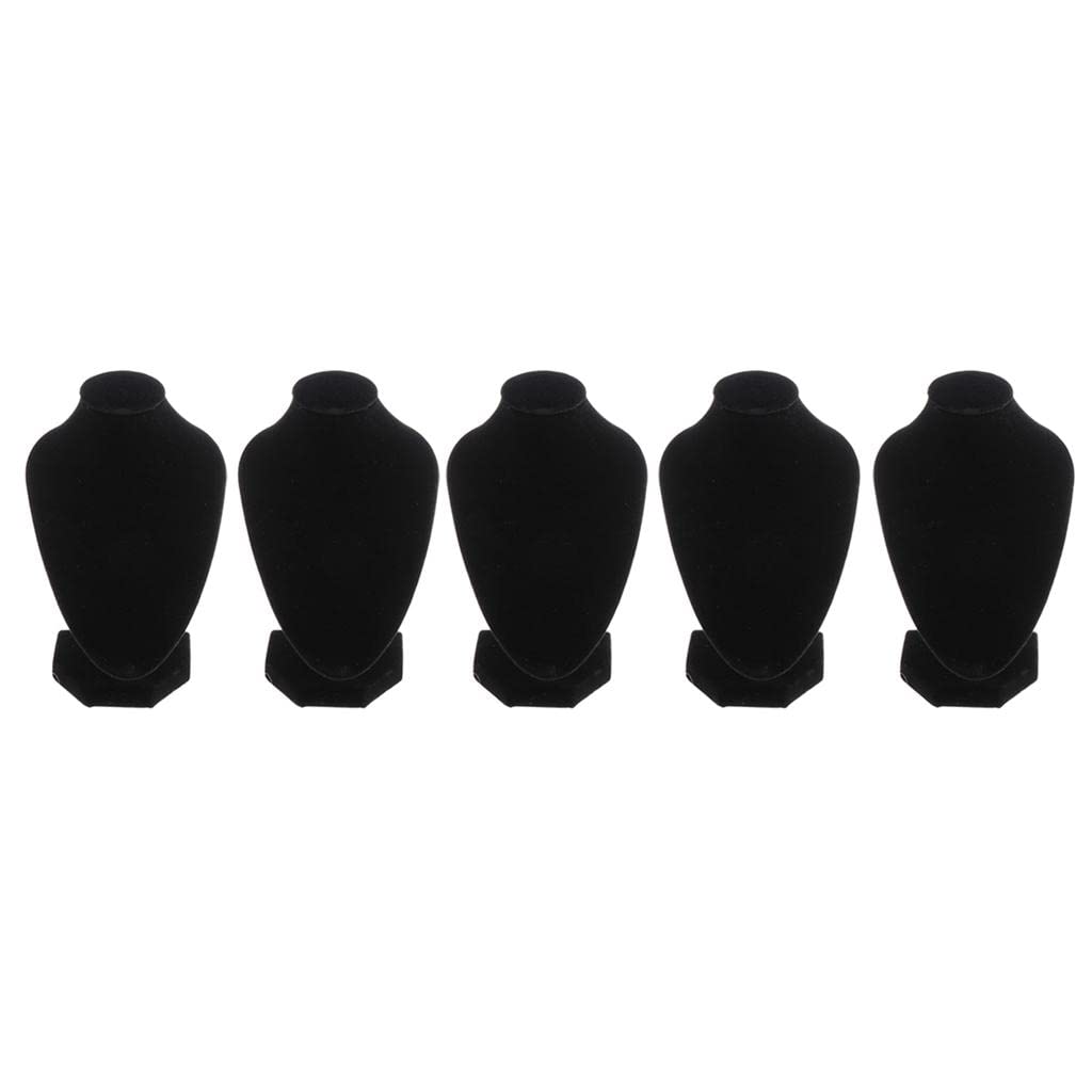 Présentoirs de Buste en Velours Noir Porte-Bijoux Pendentif Collier Lot de 5