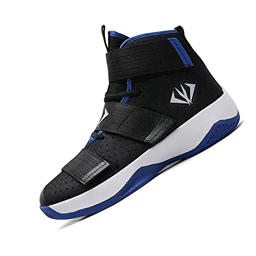 Ncndb Mens Basketball Shoes High Top Sports Shoes For Running Women Non Slip Outdoor Sneakers Black Blue 5.5/4.5 Us #TOP2