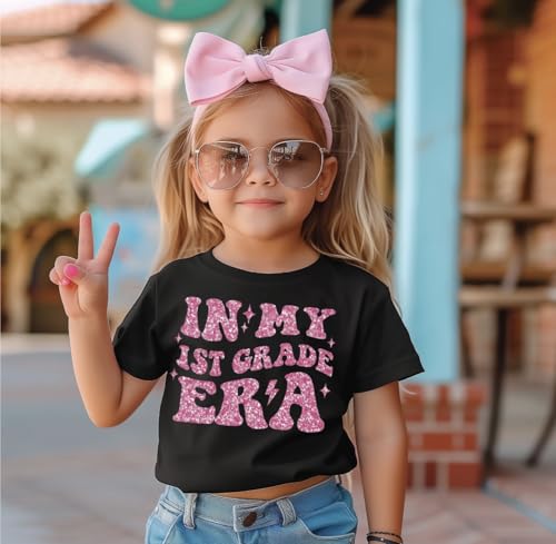 Back to School Glitter T-Shirt, 1st Grade Through 5th Grade, Pre-K and Kindergarten Gear, Fun Classroom Apparel, Youth School Shirt, Trendy Kids Outfit, Glittery Grade Level Design Tee. Black2