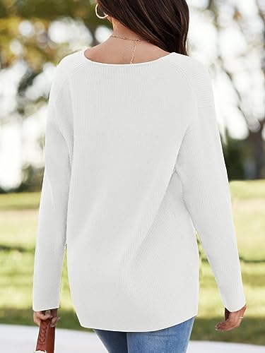 Image of Imily Bela Womens Oversized Deep V Neck Sweaters Sexy Long Sleeve Tunic Sweater Knitted Dressy Pullover Jumper