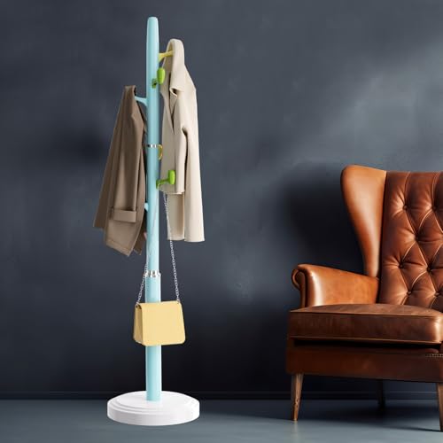 Qcesorib Perchero de Pie con 8 Ganchos, Perchero para Abrigos con Base, 177cm Perchero en Forma de Árbol, Árbol de Pasillo Moderno, 2 Alturas Ajustables, para Pasillo, Dormitorio