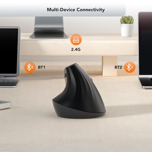 Image of KYSONA Wireless Ergonomic Mouse, Vertical Mouse, Bluetooth Ergo Mouse, Quiet Click, 5 Level Adjustable DPI(800 /1200 /2400 /2400 /4000), Rechargeable 2.4G Mice Computer, PC, Mac, Laptop, Black