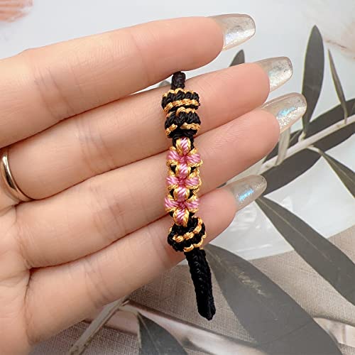 To My Granddaughter "A Link That Can Never Be Undone" Peach Blossom Bracelet, Granddaughter Bracelet from Grandma, Adjustable Braided Bracelets for Women, Comfortable Little Women Jewelry (A-BLACK, Adjustable)2