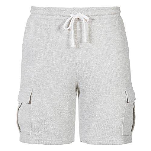 LOCALMODE Men's Classic Fit Elastic Drawstring Fleece Workout Jogger Stretch Sweat Cargo Shorts Heather Gray M