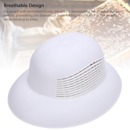 1PCS Beekeeping Hard Hat, Protective Beekeeping Cap Vented Beekeeper Helmet with Wide Brim for Men Women, White,13.58x11.42in
