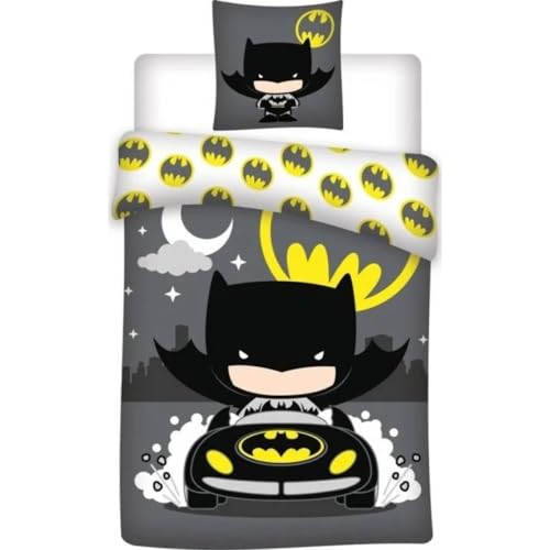arlis Parure de Couette Batman - 1 Housse de Couette 140x200 + 1 taie 63x63cm (Parure de lit Batman - M) (Batman Duvet Cover Set, 140 x 200 cm | 63 x 63 cm)