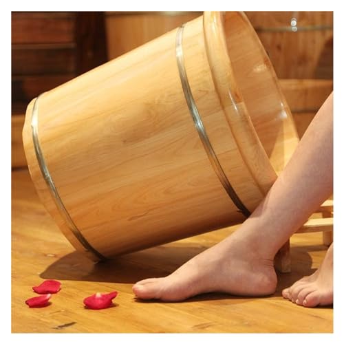 Bañera de pies de madera maciza 40 cm con tapa y masaje miniatura 3