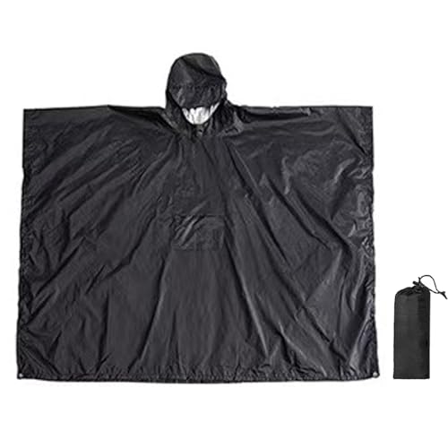 BDSHUNBF Poncho Pluie Imperméable Capuche Tapis Camping Multifonctions 3 en 1 Cape Réutilisable Unisexe Moto/Vélo