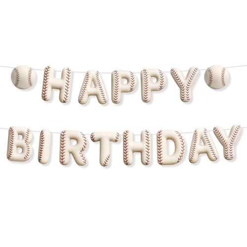 Sport Birthday Banner 3D Sport Theme Happy Birthday Banner Decoration Funny Ball Themed Party Supplies Suitable for Kids Teenagers Adults (Baseball)