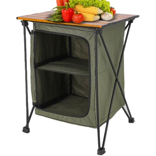 Armario de cocina exterior | Estación de cocina portátil con una amplia mesa de camping de la solución de almacenamiento, superficie de barbacoa plegable, organizador organizador para , área de