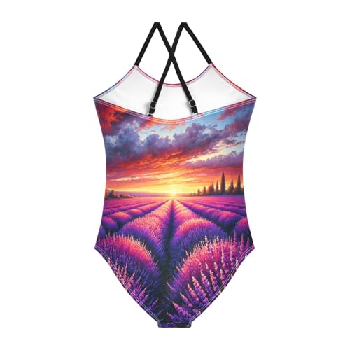 Sunset Lavender Field Bathing Suits for Girls Swimsuit Swimwear Swimsuits Summer Beach One Piece2