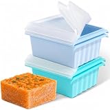 Extragroße Silikon Gefriertablett - 2 Tassen Suppe Gefrierschrank Eiswürfelform mit Deckel, 2er-Pack Suppen Freezer Eiswürfelbecher für Container zum Speichern und Einfrieren von Brühe, Soße