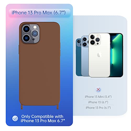 Image of Compatible with iPhone 13 Pro Max Case, Crossbody Phone Case with Strap Neck Lanyard Adjustable, Shockproof Drop Protection Silicone Phone Cover for iPhone 13 Pro Max, 6.7'' Brown