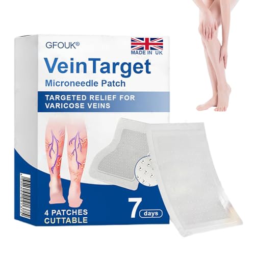GFOUK Vein Target Microneedle Patch 2026 New Varicose Vein Patches GFOUK Varicose Veins Treatment Patches for Legs Natural Ingredients Vein Ease Patches for All Skin Types (1 Box)