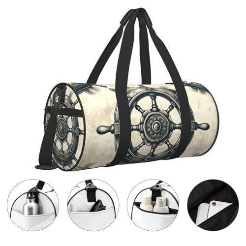 Sports Duffel Bag Ship-Wheel-Vintage Foldable Travel Tote Bag Weekender Sleepover Carry On Bag3