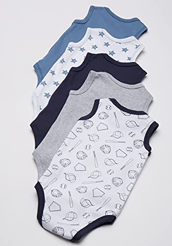 Image of Hudson baby Boys' Sleeveless Cotton Bodysuits, 5 Pack,
