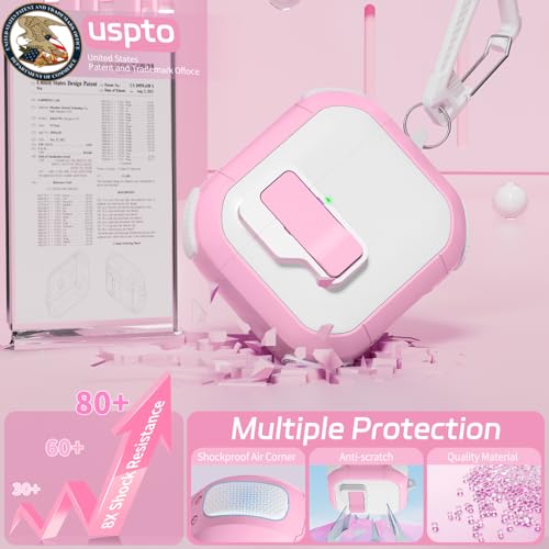 Image of Ekoonpft for AirPods 4 Case 2024, Secure Lock Design Cases for Apple AirPods Pro 4th Generation for Women Girly, Soft Cover with Cleaner,Silicone Wrist Strap,Cute Candy Keychain,Carabiner