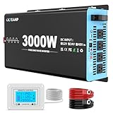 New Upgraded 24V 3000 Watts Pure Sine Wave Inverter, 24V DC to 110V/120V AC Power Inverter with 4 AC Outlets, USB Port, Type-C Port for Truck, Vehicle, Power Outage, Remote Control with LCD Screen