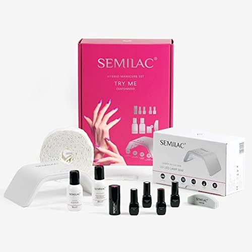 Semilac Try Me Gel Nail Starter Kit, Nail Set For Beginners - 3 x UV Gel Colours 7ml, UV/LED Lamp, Top & Base Coat 7ml, Tools & More For Perfect Manicure Tools & More - 389 Cocount Ice Cream - Image 3