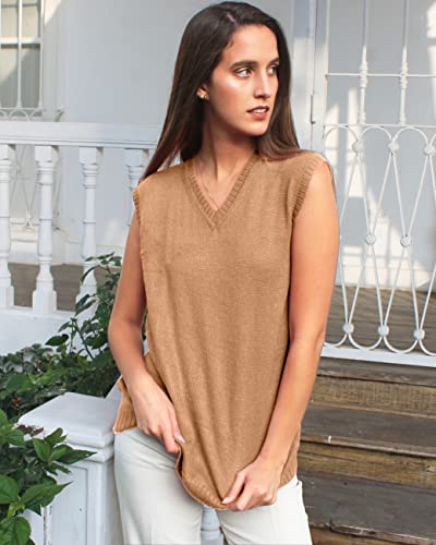 Image of TINKUY Peru Women's Alpaca Wool V-Neck Sweater Vest - Soft Knitted Pullover - Authentic Peruvian Wool - Sizes S-2XL