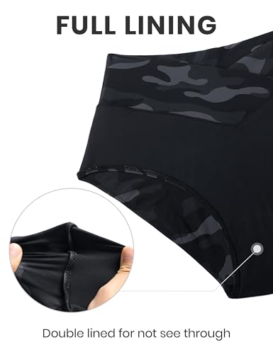 Image of CRZ YOGA V-Shaped High Waited Bikini Bottoms | Mid Cut Leg, Medium Bum Coverage, Cross Front, Swim, Bathing Suit Briefs for Women