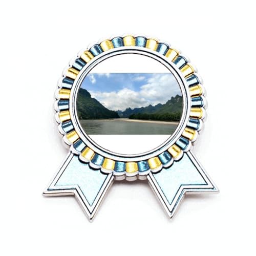 Pin's de photographie montagne lac M métal badge pour sac à dos et veste de voyage