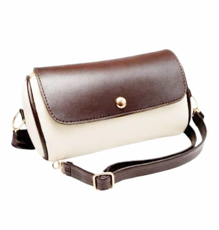 Women's Crossbody Bag, Brown and Cream, Faux Leather, Flap Closure, Adjustable Strap, Casual Style-image-20