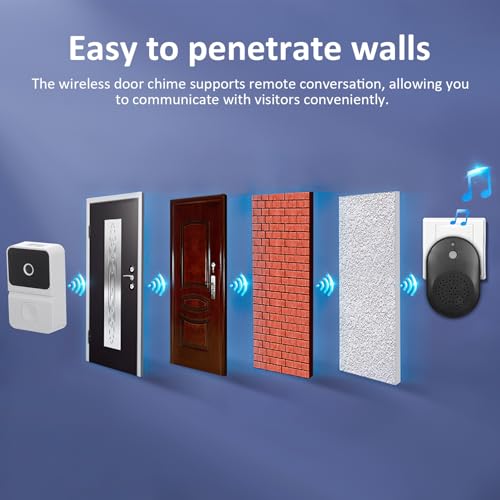 Sonnette intelligente sans fil carillon noir batterie rechargeable Yardenfun - 4