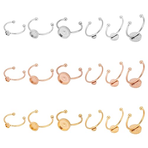 UNICRAFTALE 18Pcs 3 Colores 3 Tamaños Anillos en Blanco Base Anillos para Dedos 4/6/8mm Anillo de Acero Inoxidable Pad Base Anillo Redondo Plano en Blanco Ajustes Base Cabujón Base Bisel Bandeja