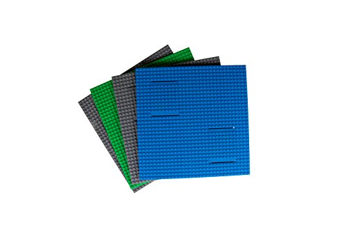 Strictly Briks Trap & Gap | Bauplatten-Set | 2 Bauplatten, 2 Platten mit Rampen & Falltüren & 15 Bausteine | 100% kompatibel mit Allen führenden Marken | Blau, Grün, Grau | 4 Stück | 25,4 x 25,4 cm – Bild 5